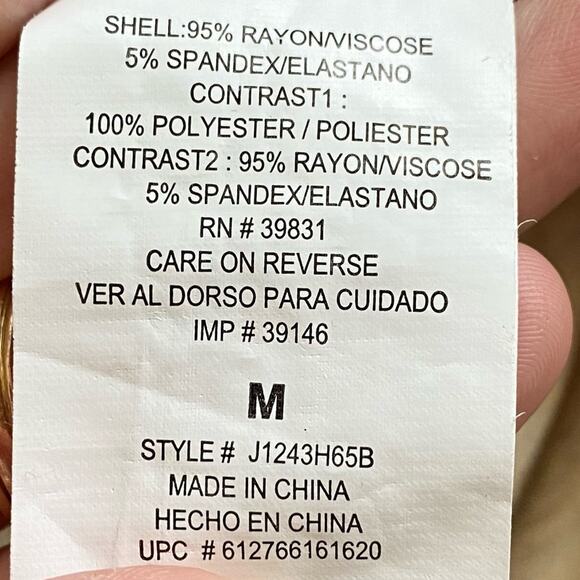 JOLT Sheer Front Casual Long Sleeve Shirt Size Medium Cream Pink - Picture 5 of 5